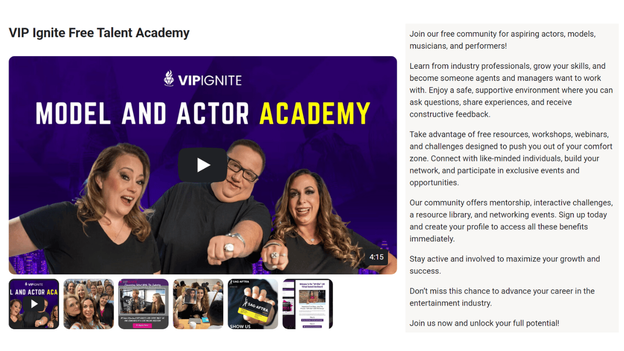 VIP Ignite Actor & Models Workshop | Thank You!
